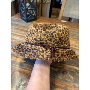 Trixie Leopard Print Y2K Faux Fur Streetwear Bucket Hat Women One Size NWT